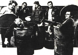 Final Silver Abuse lineup in garbage cans, circa 1983